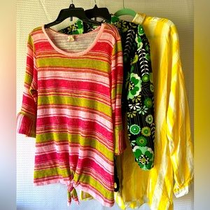 Plus size bundle; Women’s 3X. 3 cheery and bright tops + bonus floral nightie